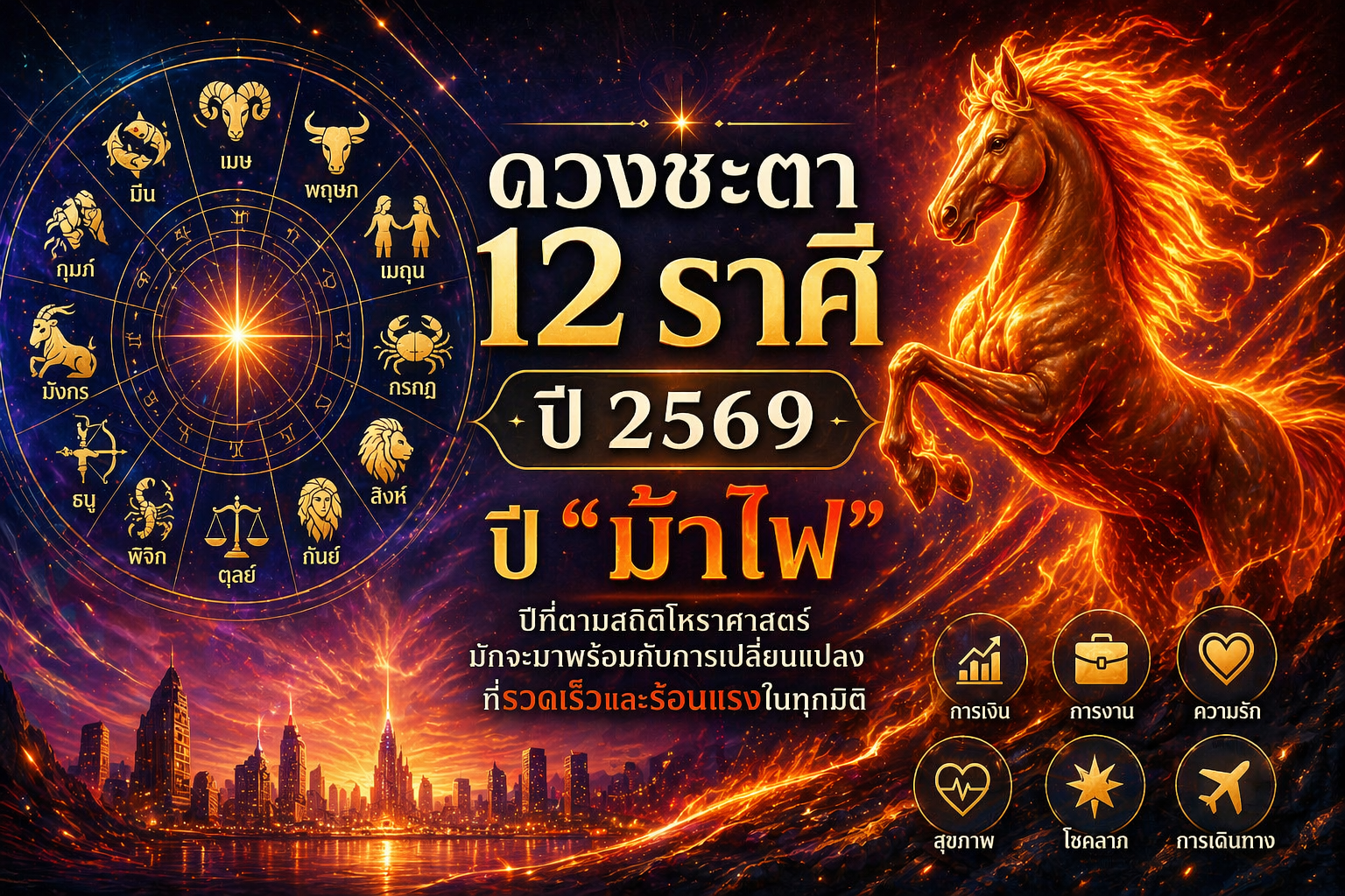 เจาะดวงปี 2569 "ม้าไฟแรงแซงโค้ง": สรุปครบ 12 ราศี งาน-เงิน-รัก-สุขภาพ